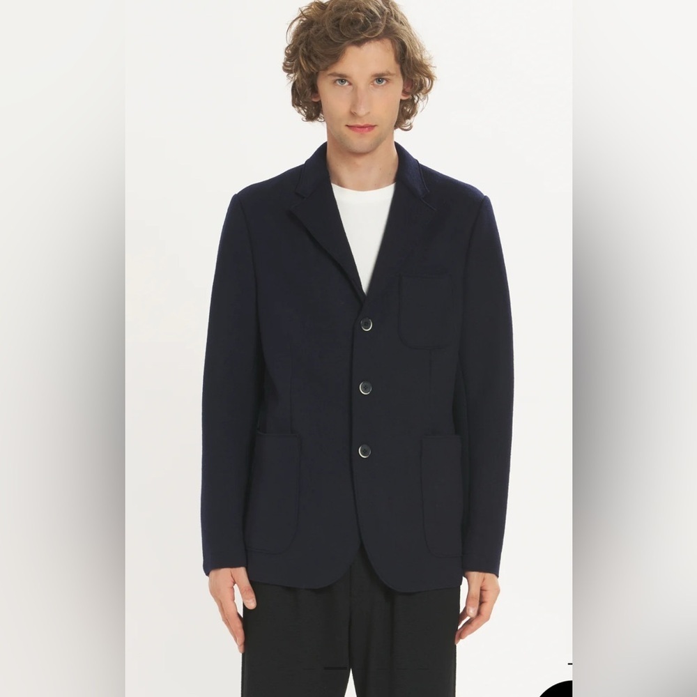 Berena Slanega Lanoso Black Cotton Wool Blazer Jacket Size IT 52 US XL or 42